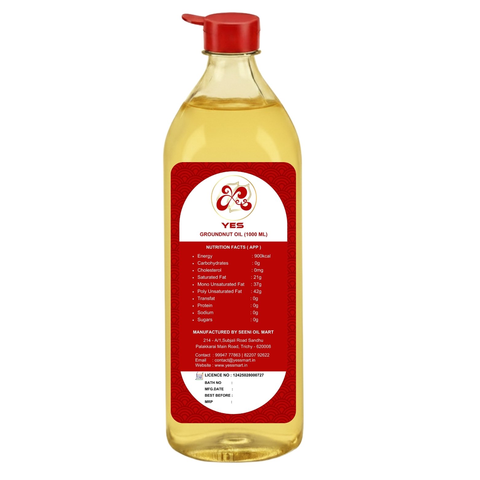 YES 1 Litre 1000ml Organic Groundnut Oil