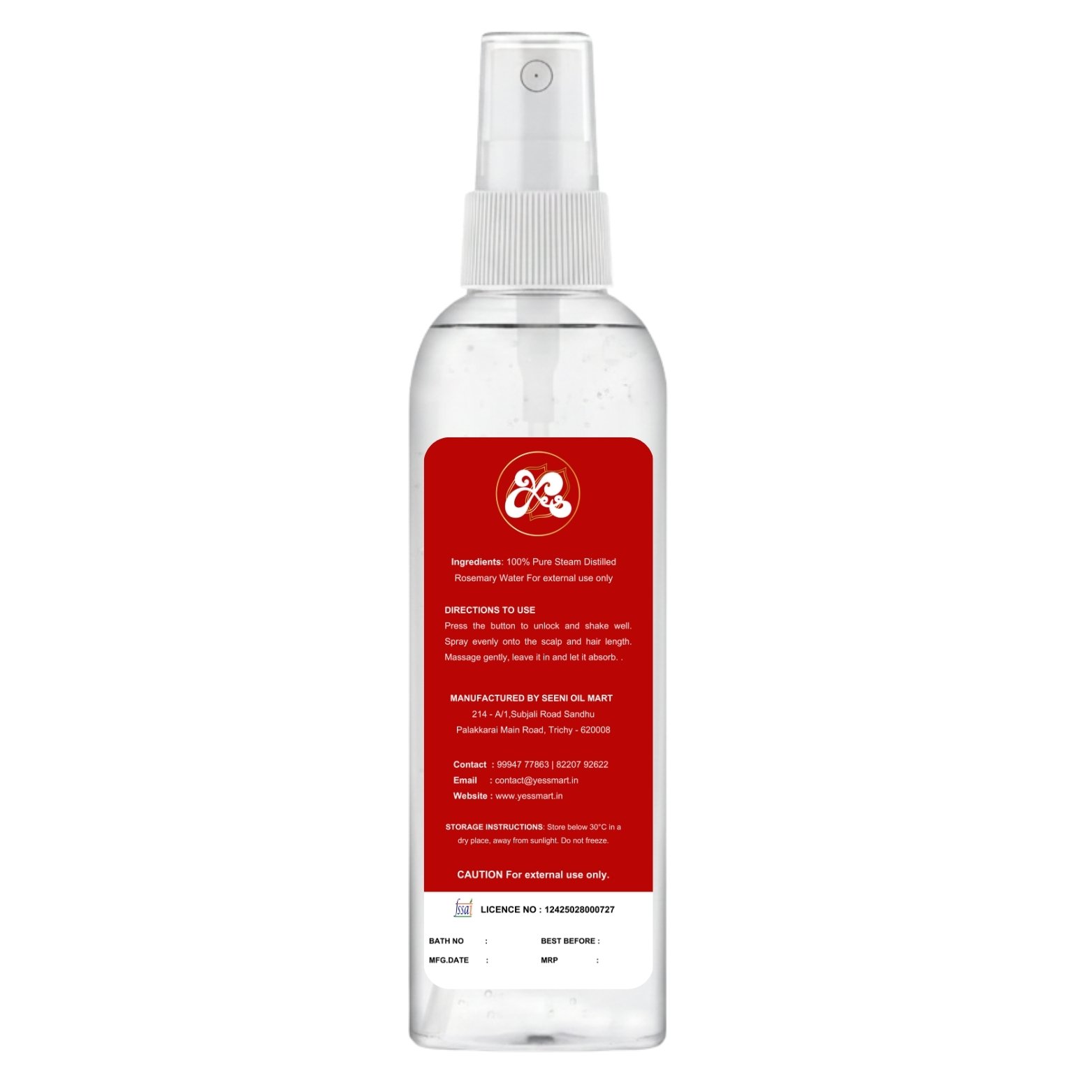 YES 100% Pure Rosemary Hair Spray (100ml)