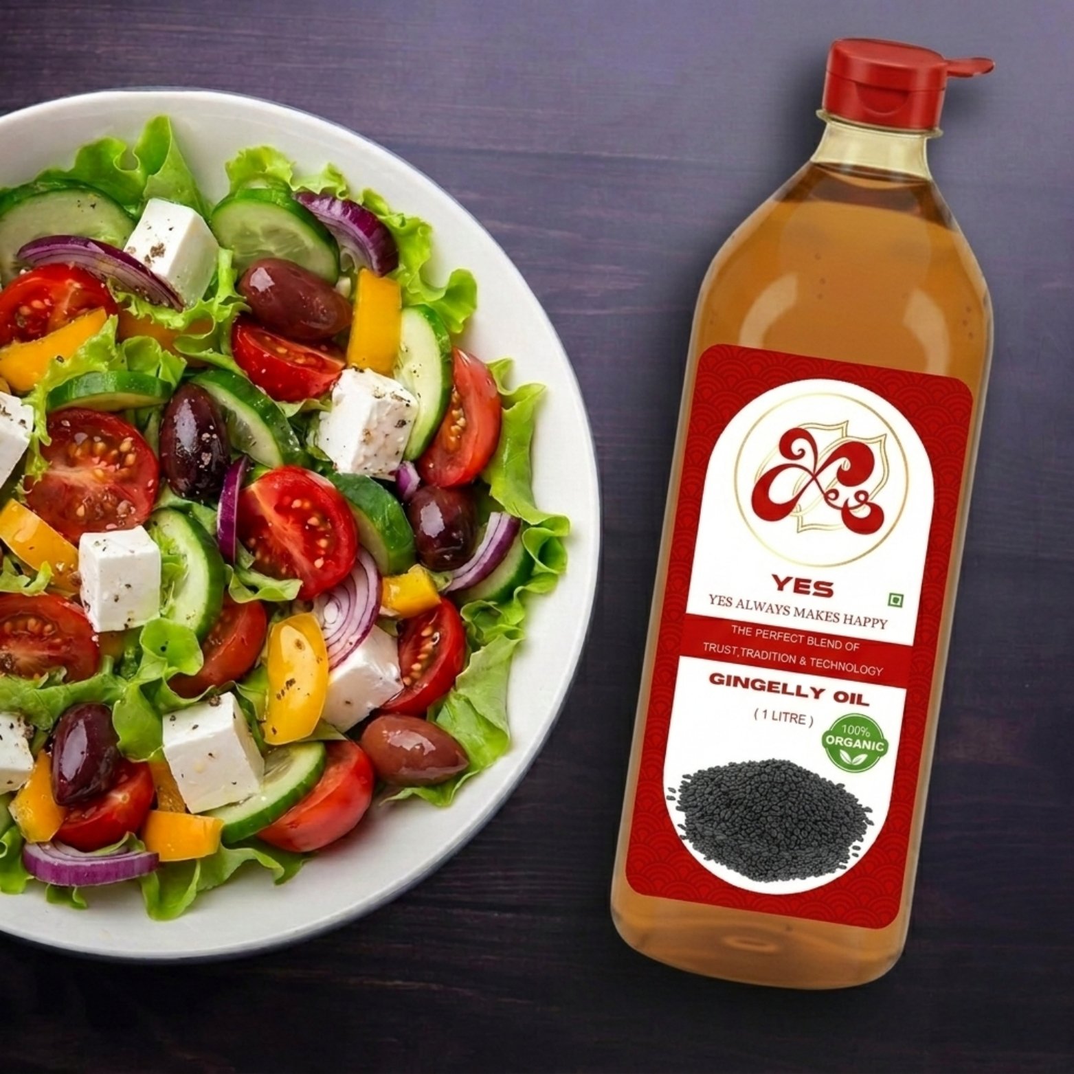 YES 1 Litre 1000 ml Organic Gingely Oil Premium Value Pack